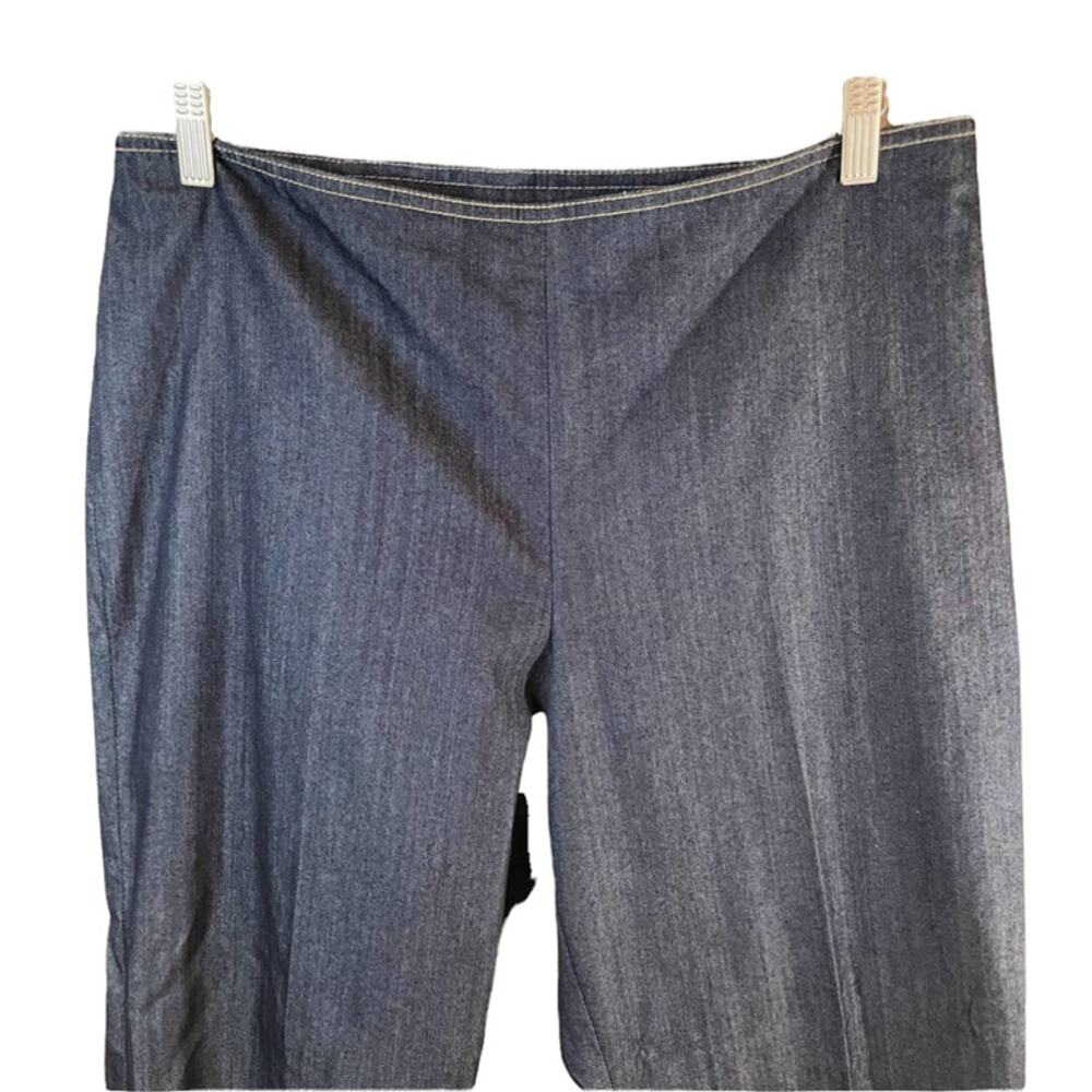 St John Chambray Denim Cropped Wide Leg Trouser Pants Blue 12 USA Old Money Work - Picture 3 of 8